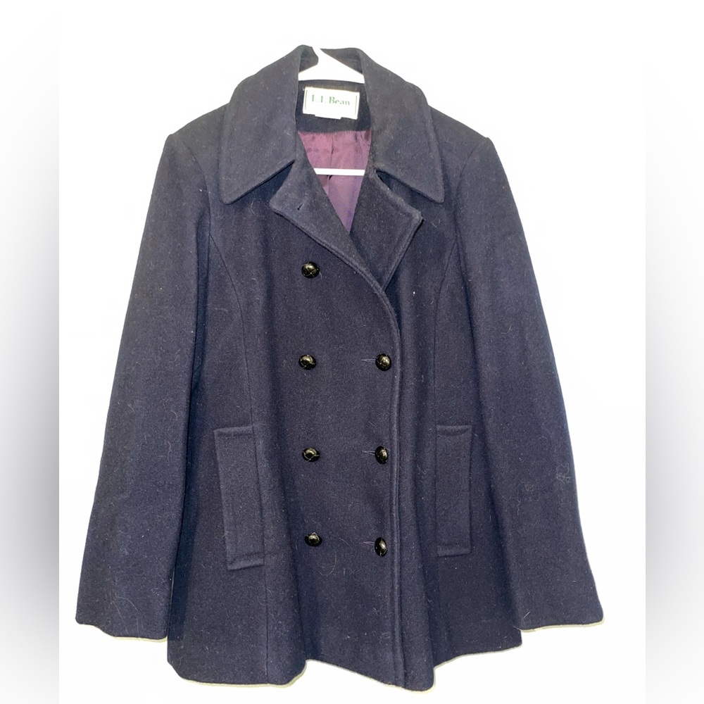 LL Bean Wool Peacoat - dark blue/black